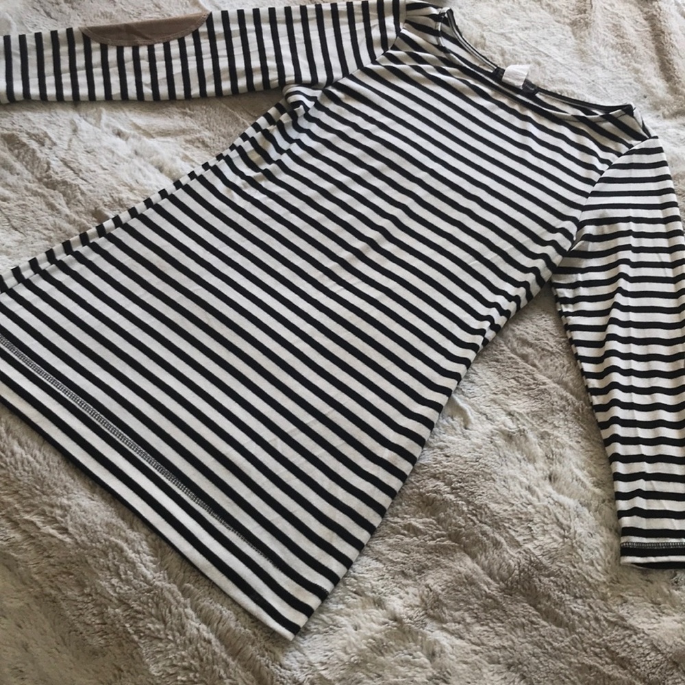 Striped 3/4 sleeve shirt with elbow patches